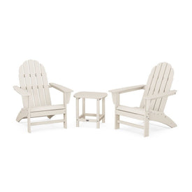 Vineyard Three-Piece Adirondack Set with South Beach 18" Side Table - Sand
