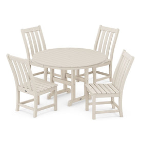 Vineyard Five-Piece Round Side Chair Dining Set - Sand