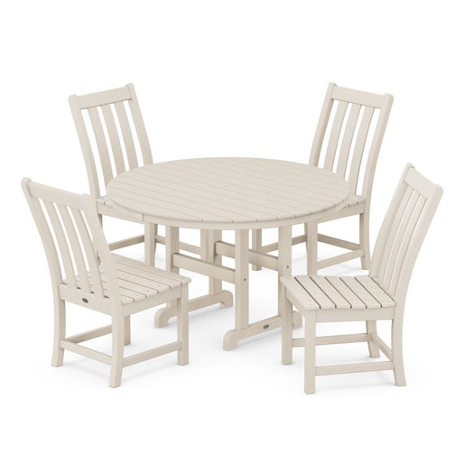 Vineyard Five-Piece Round Side Chair Dining Set - Sand