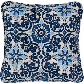 Medallion Indoor/Outdoor Throw Pillow - Navy Blue