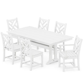 Chippendale Seven-Piece Farmhouse Trestle Dining Set - White
