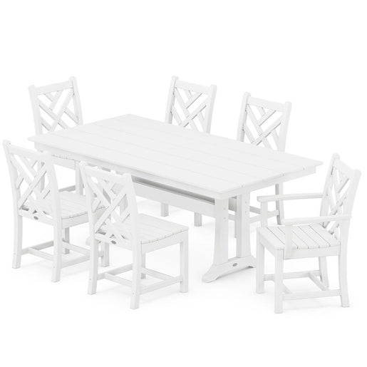 Chippendale Seven-Piece Farmhouse Trestle Dining Set - White