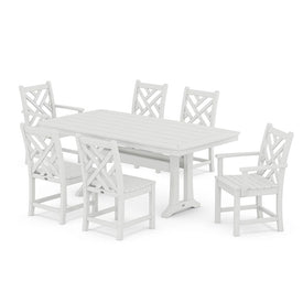 Chippendale Seven-Piece Nautical Trestle Dining Set - White