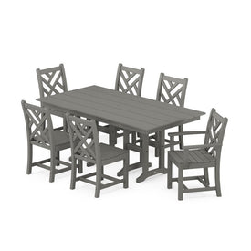 Chippendale Seven-Piece Farmhouse Dining Set - Slate Gray