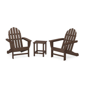 Classic Folding Adirondack Three-Piece Set with Long Island 18" Side Table - Mahogany