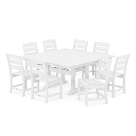 Lakeside Nine-Piece Farmhouse Trestle Dining Set - White