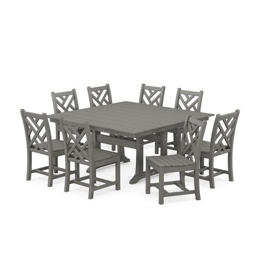 Chippendale Nine-Piece Farmhouse Trestle Dining Set - Slate Gray