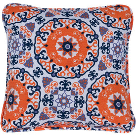 Medallion Indoor/Outdoor Throw Pillow - Orange and Blue