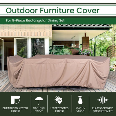 Weatherproof Large Outdoor Furniture Cover for Nine-Piece Rectangular Dining Set