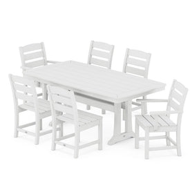 Lakeside Seven-Piece Nautical Trestle Dining Set - White