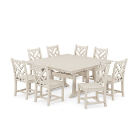 Chippendale Nine-Piece Farmhouse Trestle Dining Set - Sand