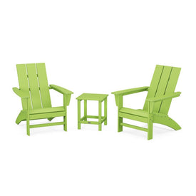 Modern Three-Piece Adirondack Set with Long Island 18" Side Table - Lime