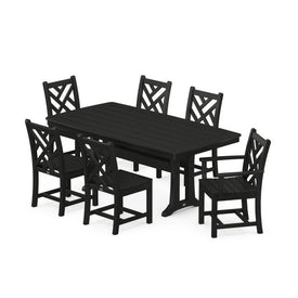 Chippendale Seven-Piece Nautical Trestle Dining Set - Black