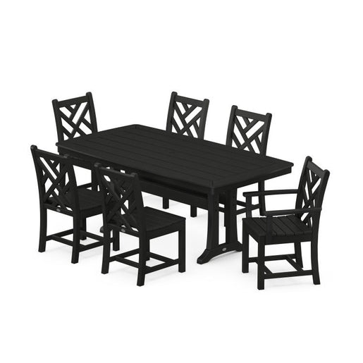 Chippendale Seven-Piece Nautical Trestle Dining Set - Black