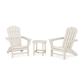 Nautical Three-Piece Adirondack Set with South Beach 18" Side Table - Sand