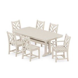 Chippendale Seven-Piece Nautical Trestle Dining Set - Sand