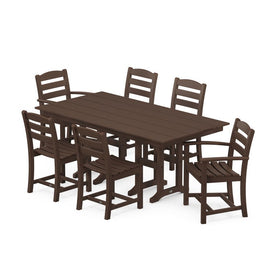 La Casa Cafe Seven-Piece Farmhouse Dining Set - Mahogany