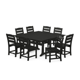 Lakeside Nine-Piece Farmhouse Trestle Dining Set - Black