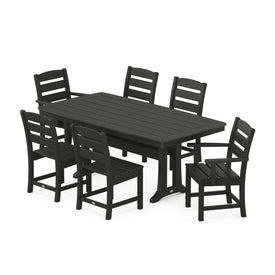 Lakeside Seven-Piece Nautical Trestle Dining Set - Black