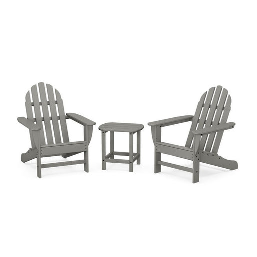 Classic Adirondack Three-Piece Set with South Beach 18" Side Table - Slate Gray