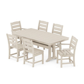 Lakeside Seven-Piece Nautical Trestle Dining Set - Sand