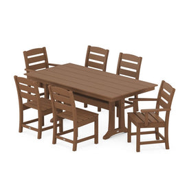 Lakeside Seven-Piece Farmhouse Trestle Dining Set - Teak