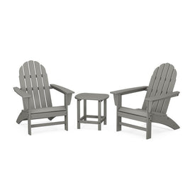 Vineyard Three-Piece Adirondack Set with South Beach 18" Side Table - Slate Gray