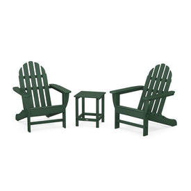 Classic Folding Adirondack Three-Piece Set with Long Island 18" Side Table - Green