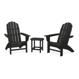 Vineyard Three-Piece Curveback Adirondack Set with South Beach 18" Side Table - Black