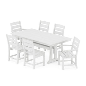 Lakeside Seven-Piece Farmhouse Trestle Dining Set - White
