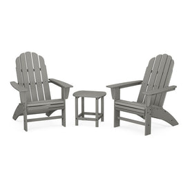 Vineyard Three-Piece Curveback Adirondack Set with South Beach 18" Side Table - Slate Gray