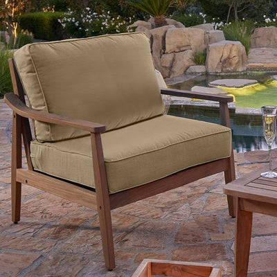 28.5" L x 28.5" W x 5" D Seat Cushion and 28.5" W x 17.5" H x 5" D Back Cushion Welted Deep Seating Set - Spectrum Mushroom