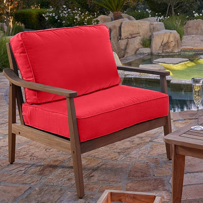 28.5" L x 28.5" W x 5" D Seat Cushion and 28.5" W x 17.5" H x 5" D Back Cushion Welted Deep Seating Set - Canvas Jocky Red