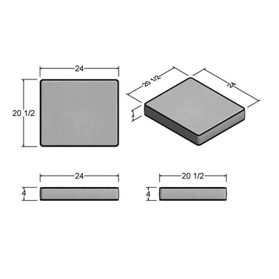 20.5" L x 24" W x 4" D Ottoman/Bench Cushion