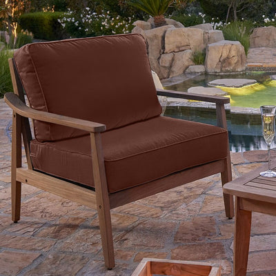 28.5" L x 28.5" W x 5" D Seat Cushion and 28.5" W x 17.5" H x 5" D Back Cushion Welted Deep Seating Set - Canvas Bay Brown