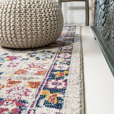 Modern Persian Boho Floral 72"L x 48"W Area Rug - Beige/Multi