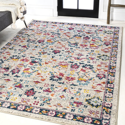 Modern Persian Boho Floral 72"L x 48"W Area Rug - Beige/Multi