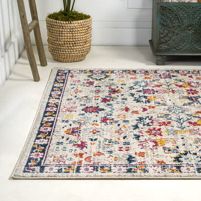Modern Persian Boho Floral 72"L x 48"W Area Rug - Beige/Multi