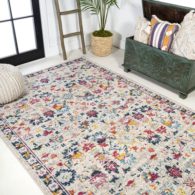 Modern Persian Boho Floral 72"L x 48"W Area Rug - Beige/Multi