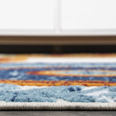 Circus Medallion High-Low 60"L x 36"W Indoor/Outdoor Area Rug - Red/Blue