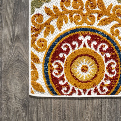 Circus Medallion High-Low 60"L x 36"W Indoor/Outdoor Area Rug - Red/Blue