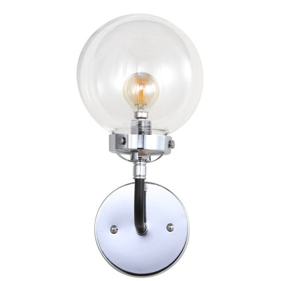 Caleb Single-Light Wall Sconce - Chrome and Black