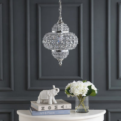 Juliette Single-Light Crystal Pendant - Chrome and Clear