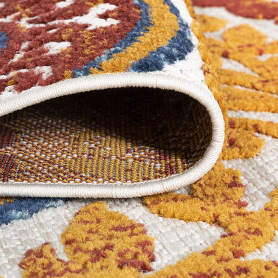 Circus Medallion High-Low 72"L x 48"W Indoor/Outdoor Area Rug - Red/Blue