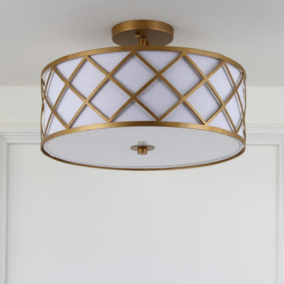 Elizabeth Three-Light Semi-Flush Mount Ceiling Fixture - Gold