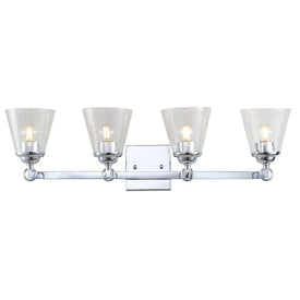 Marion Four-Light Bathroom Vanity Fixture - Chrome and Clear