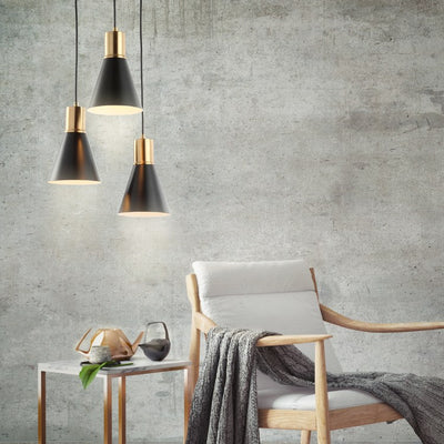 Apollo Three-Light Cluster Pendant - Black and Brass Gold