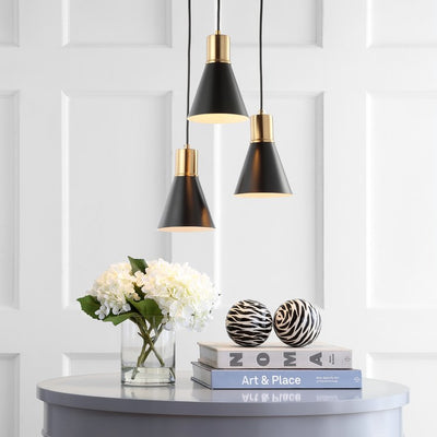 Apollo Three-Light Cluster Pendant - Black and Brass Gold