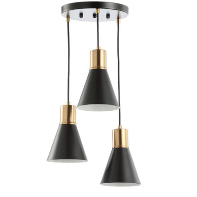 Apollo Three-Light Cluster Pendant - Black and Brass Gold
