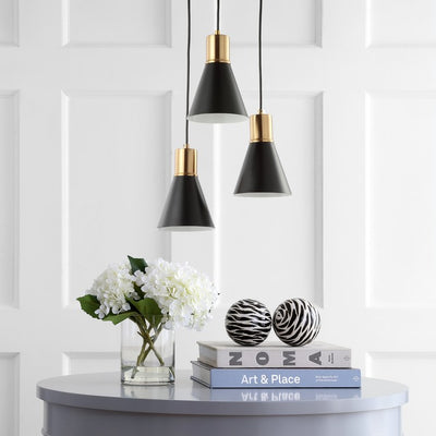 Apollo Three-Light Cluster Pendant - Black and Brass Gold